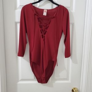 Nova Burgundy Bodysuit Thong Size Medium